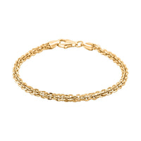 Italian 14K Yellow Gold Over Sterling Silver Vortex Chain Bracelet (7.50 In) 7 Grams