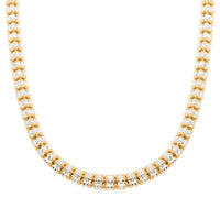 Italian 14K YG Over and Sterling Silver Round Ice Chain Necklace 18 Inches 32.26 Grams