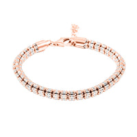 Italian 14K RG Over and Sterling Silver Round Ice Chain Bracelet (7.25 In) 12.20 Grams