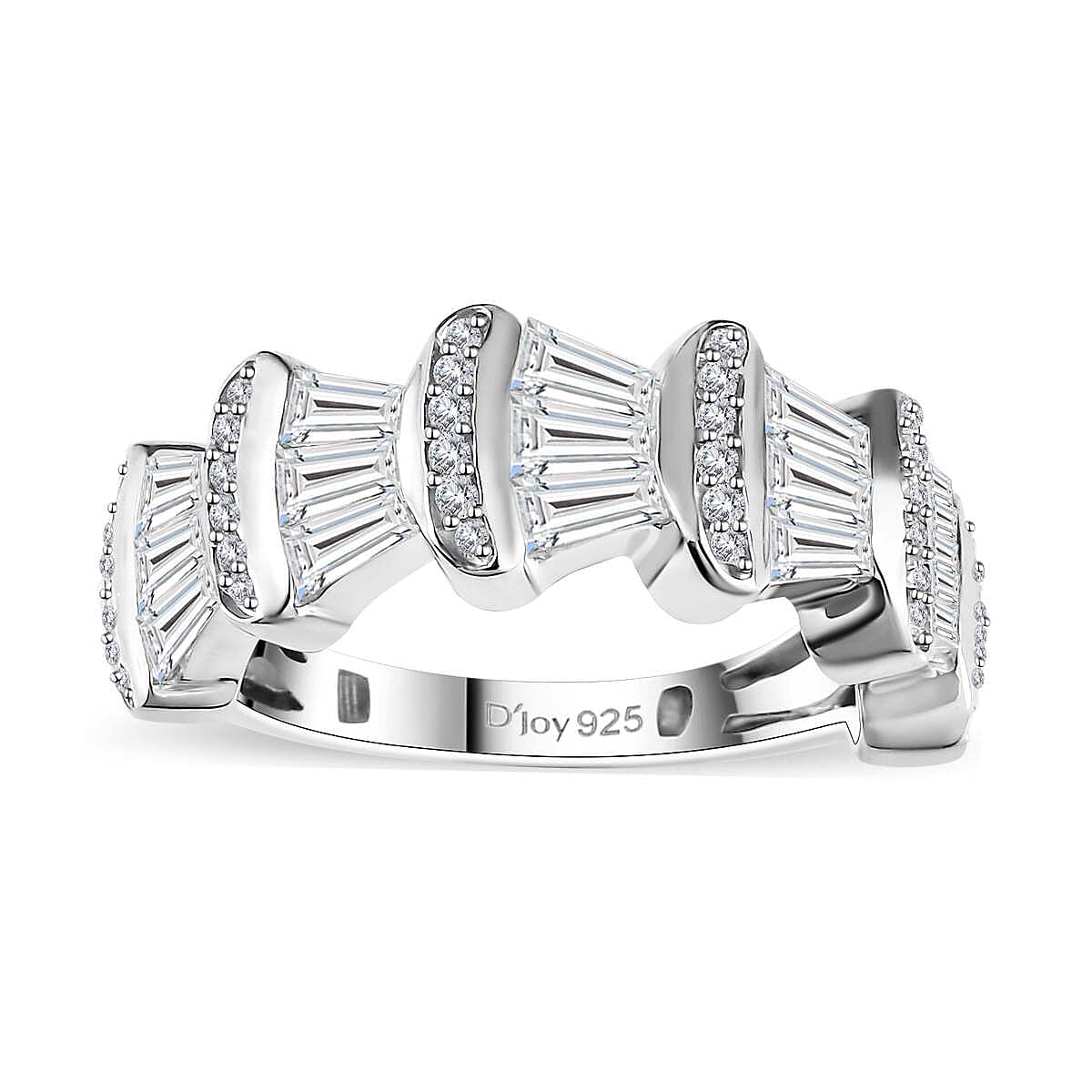 Moissanite Ring in Rhodium Over Sterling Silver (Size 10.0) 1.70 ctw