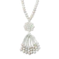 Natural Jade 620.00 ctw Carved Flower Beaded Necklace in Rhodium Over Sterling Silver 26 Inches - Sticky add to cart bar