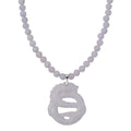 Natural Jade 350.00 ctw Carved Double Dragon and Beaded Necklace in Rhodium Over Sterling Silver 20 Inches - Sticky add to cart bar