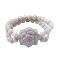 Natural Jade 280.00 ctw Carved Flower and Beaded Stretch 2 Row Bracelet - Sticky add to cart bar