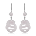 Natural Jade 40.00 ctw Carved Dragon Earrings in Rhodium Over Sterling Silver - Sticky add to cart bar