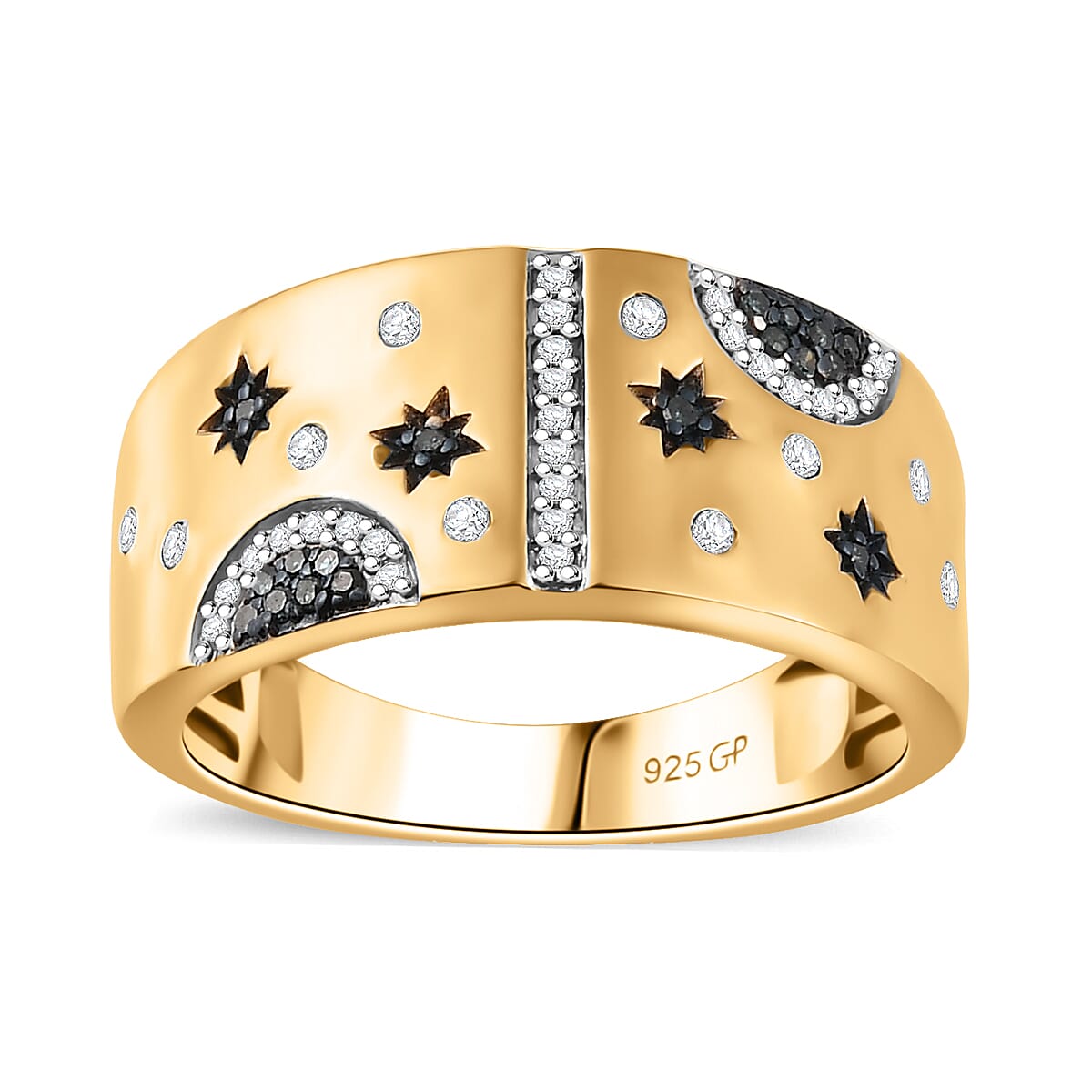 GP Celestial Dream Collection Blue Diamond (IR), Diamond Ring in 18K Vermeil YG Over Sterling Silver (Size 10.0) 0.30 ctw