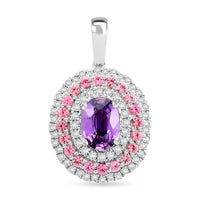 Rhapsody 950 Platinum AAAA Madagascar Purple Sapphire and Pink Spinel, Diamond E-F VS Pendant 4.85 Grams 1.60 ctw