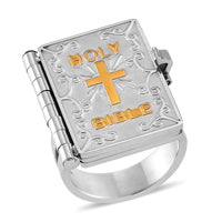 Bible Book and Double Shankes Ring in ION Plated YG and Stainless Steel (Size 10.0)