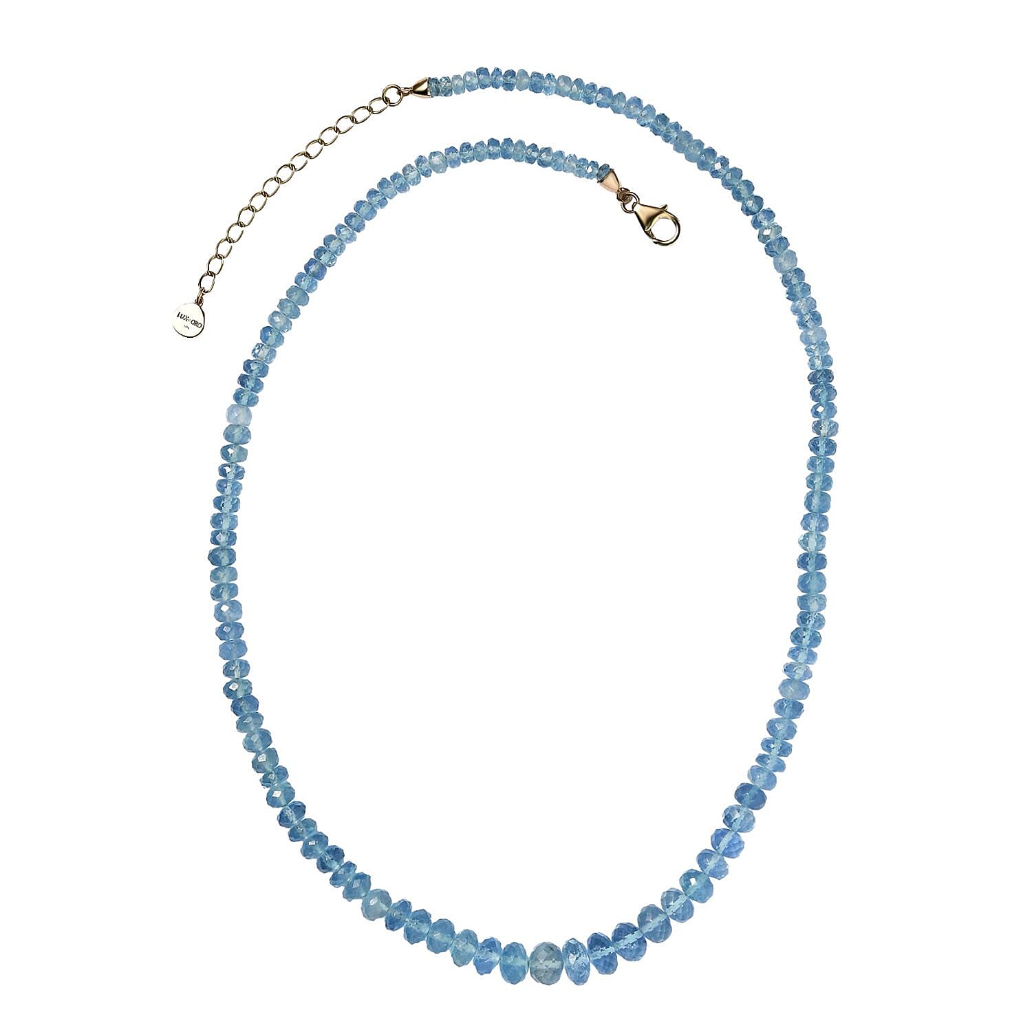 Certified & Appraised Luxoro Mangoro Aquamarine 75.00 ctw Beaded Graduated Necklace in 14K Yellow Gold 18-20 Inches