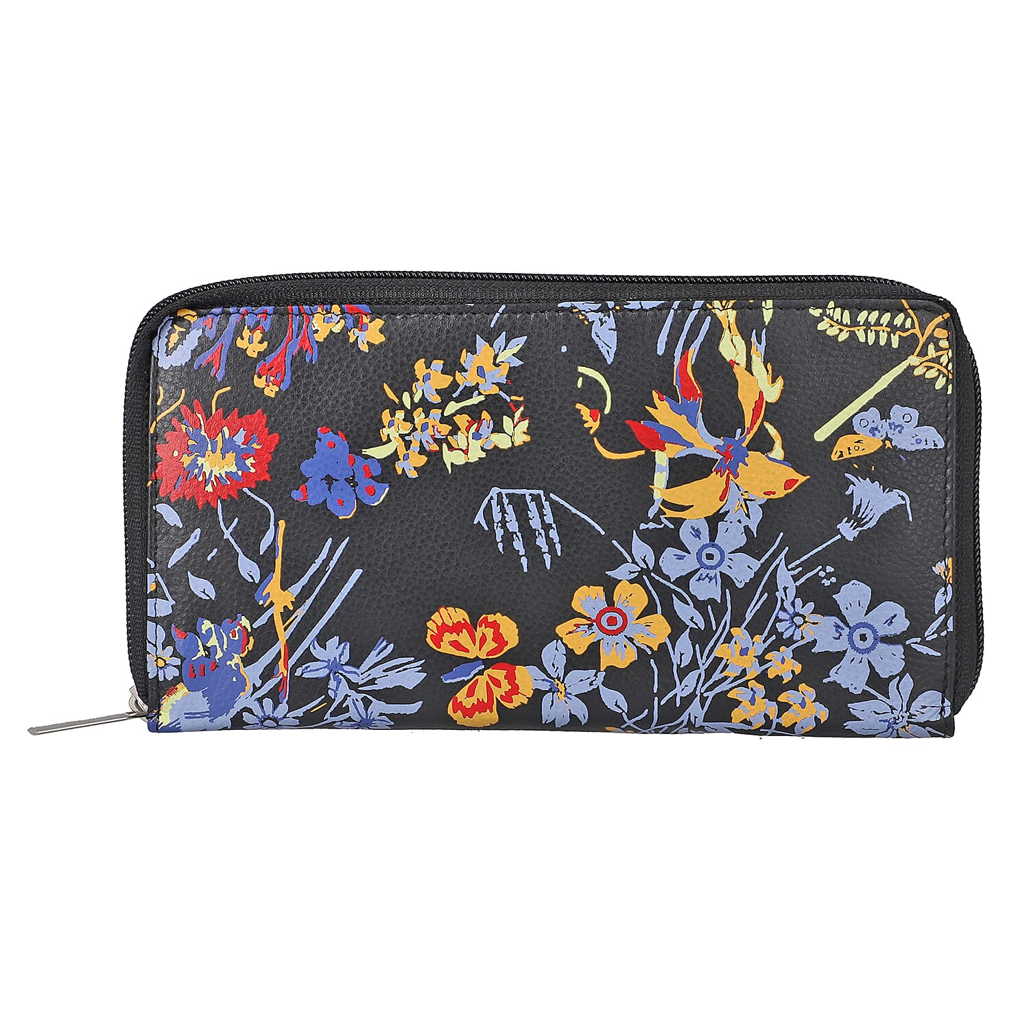 "UNION CODE -RFID Protected 100% Genuine Leather Women's Wallet THEME: Flower print  SIZE: 7.5(L)x4.5(W)x0.5(H) inches COLOR: Black "