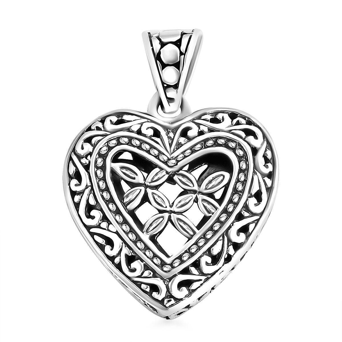 Bali Legacy Sterling Silver Heart Pendant without Chain 5.45 Grams