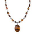 Tigers Eye Beaded Necklace (20 Inches) in Silvertone 300.00 ctw - Sticky add to cart bar