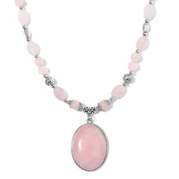 Galilea Rose Quartz Beaded Necklace (20 Inches) in Sliverstone 300.00 ctw