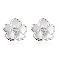 Diamond Accent Floral Earrings in Sterling Silver