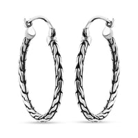 Sterling Silver Tulang Naga Hoop Earrings 6.46 Grams