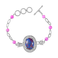 Karis Purple Turquoise Paper Clip Bracelet in Platinum Bond (6.50-800In) 23.10 ctw