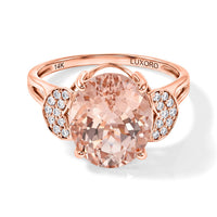 14K Rose Gold AAA Marropino Morganite, Diamond (0.15 cts) Ring (2.77 g) 4.50 ctw