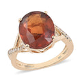 Certified & Appraised LUXORO 10K Yellow Gold AAA Sri Lankan Honey Garnet and G-H I1 Diamond Ring (Size 10.0) 2.85 Grams 7.70 ctw - Sticky add to cart bar