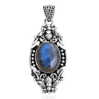 Bali Legacy Premium Malagasy Labradorite 9.75 ctw Bee Pendant without Chain in Sterling Silver