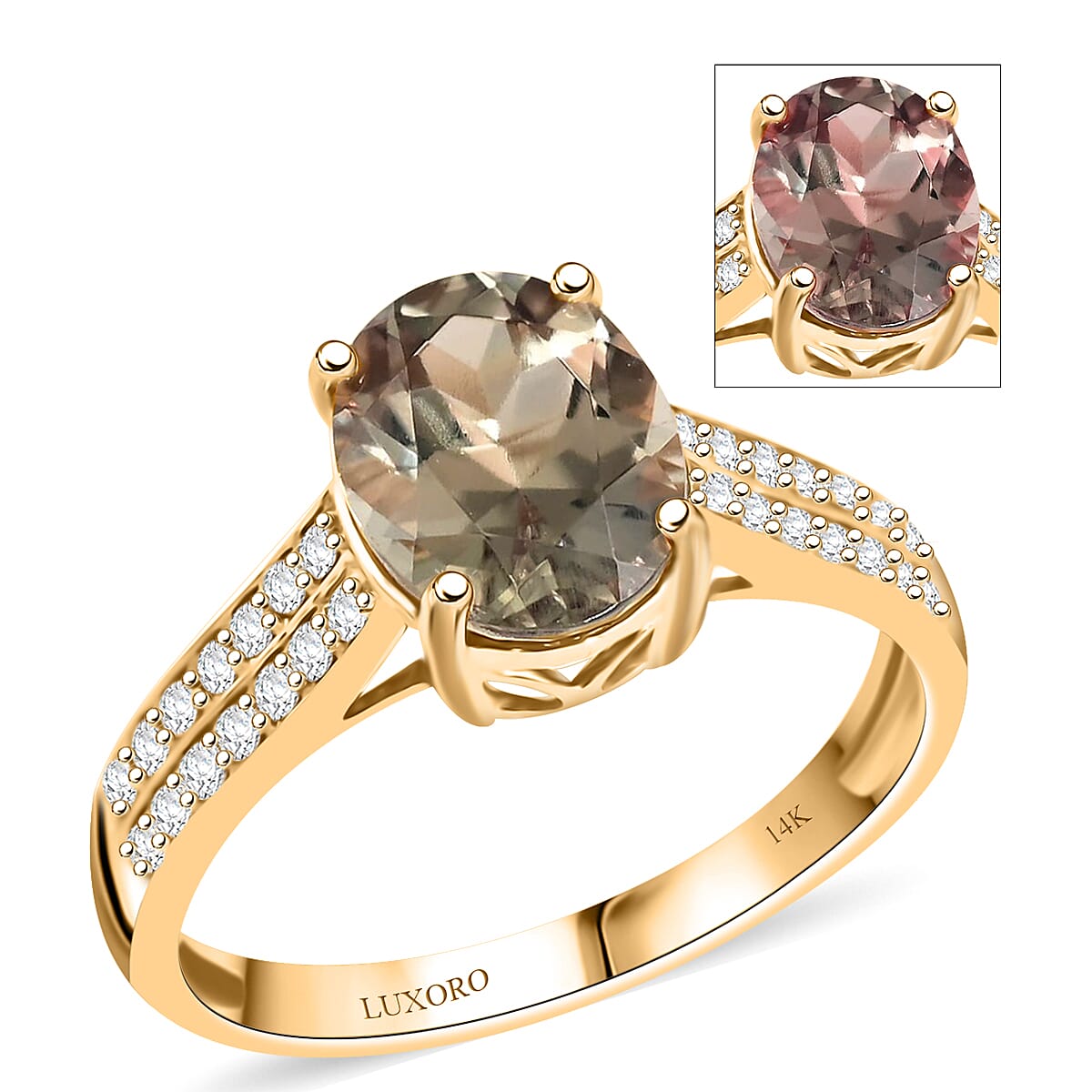 Certified & Appraised LUXORO 14K Yellow Gold AAA Turkizite and G-H I1 Diamond Ring 2.3 Grams 2.30 ctw