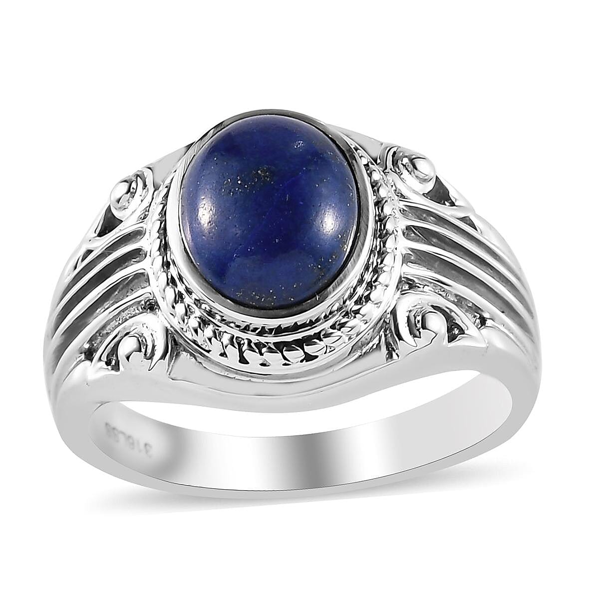 Lapis Lazuli Men's Ring in Stainless Steel 3.00 ctw