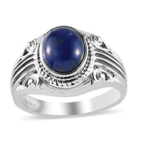Lapis Lazuli Men's Ring in Stainless Steel 3.00 ctw