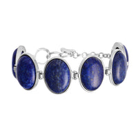 DOORBUSTER Lapis Lazuli Station Bracelet in Silvertone (7.50 In) 150.00 ctw