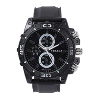 STRADA Japanese Movement Sporty Look Watch with Black Silicone Strap