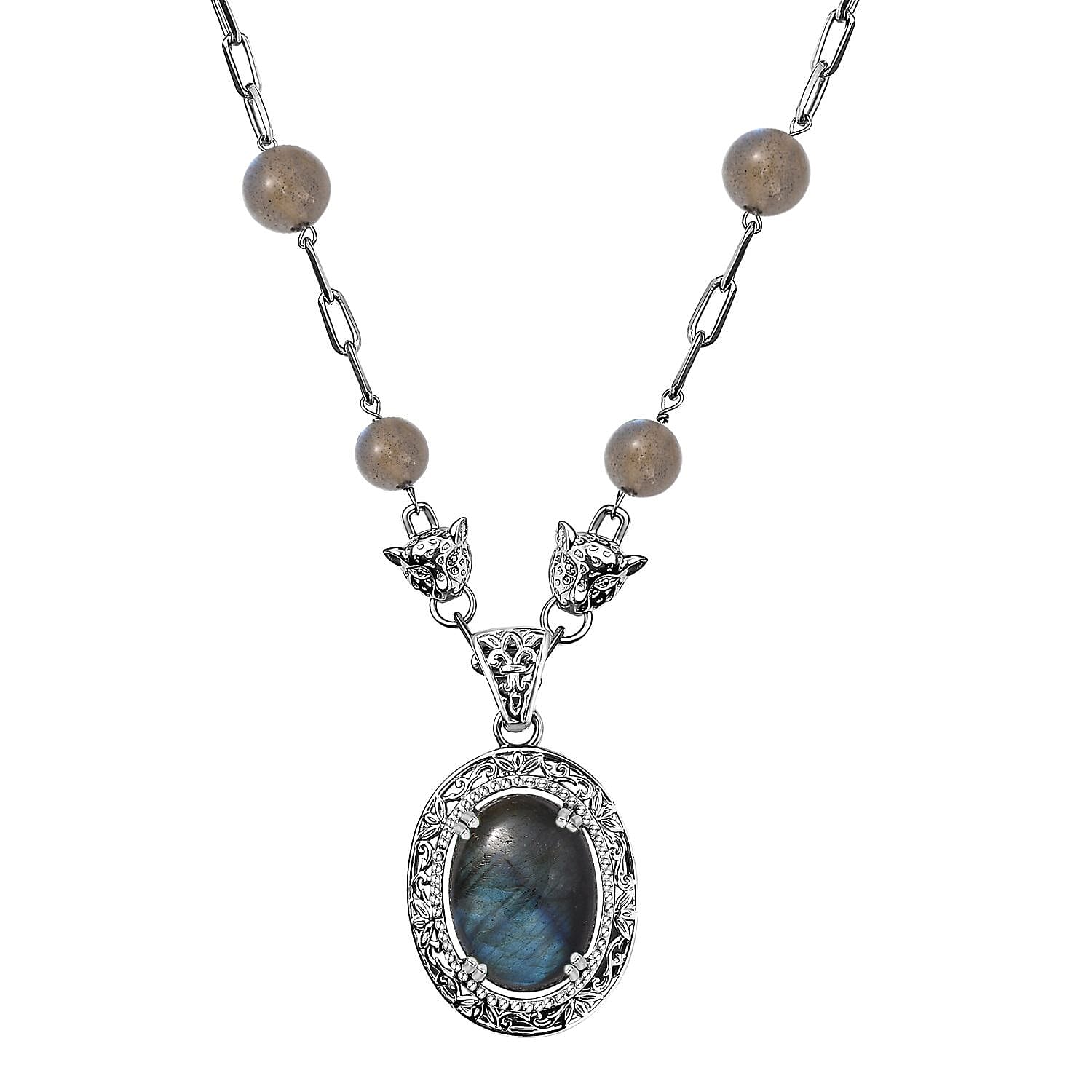 Karis Malagasy Labradorite Necklace (18 Inches) in Platinum Bond 32.75 ctw