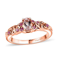 Premium Marropino Morganite, Madagascar Pink Sapphire Ring in 18K Vermeil RG Over Sterling Silver (Size 10.0) 0.55 ctw