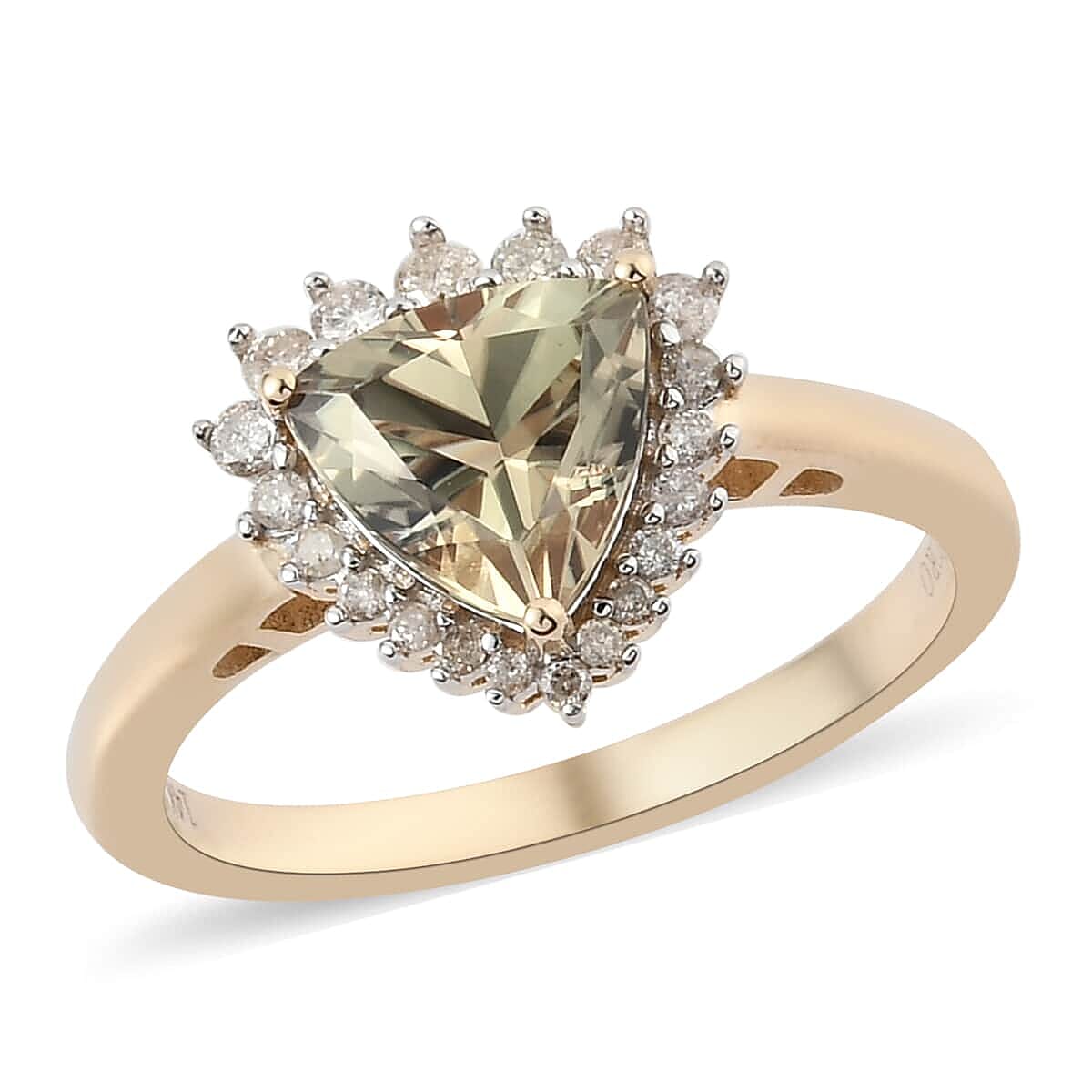 LUXORO 14K Yellow Gold AAA Turkizite, Diamond (G-H, I3) (0.55 cts) Halo Ring 2.25 ctw