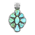Santa Fe Style Turquoise Statement Pendant without Chain in Sterling Silver (Made in USA) 325.00 ctw - Sticky add to cart bar