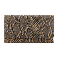 Cream Embossed Python Genuine Leather RFID Women's Wallet (7"x4")