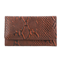 Cream Embossed Python Genuine Leather RFID Women's Wallet (7"x4")