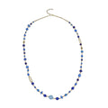 Blue Glass Beaded Necklace in Goldtone 36-38 Inches - Sticky add to cart bar