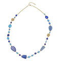 Blue Glass Beaded Necklace 32.5 Inches in Goldtone - Sticky add to cart bar