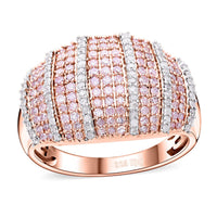 Natural Pink Diamond (I3), White Diamond Ring in Vermeil RG Over Sterling Silver (Size 6.0) 1.00 ctw