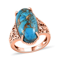 TLV Matrix Chestnut Brine Turquoise Solitaire Ring in 14K RG Over Copper (Size 7.0) 9.25 ctw