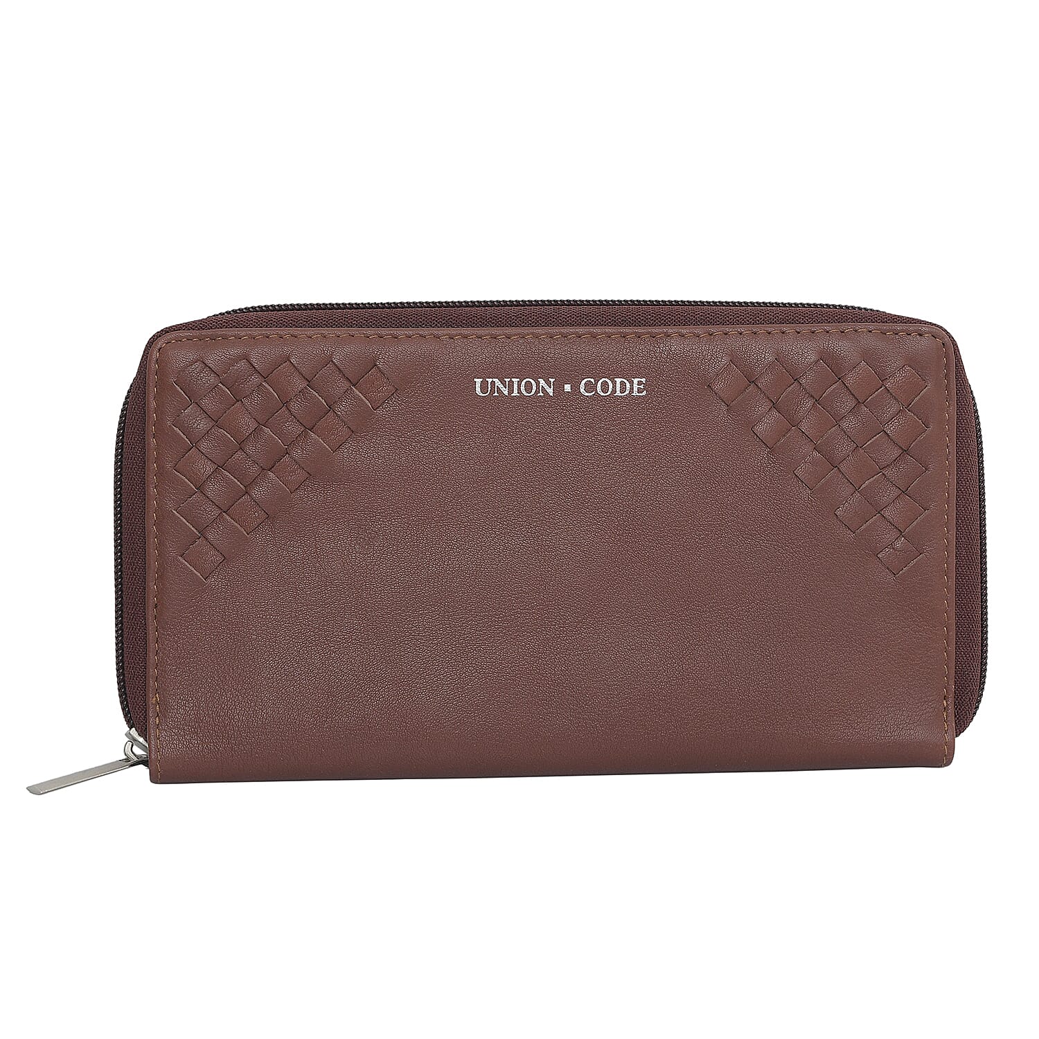 Genuine Leather Weaved Women's Continental Wallet, RFID Protected