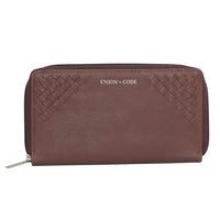 Genuine Leather Weaved Women's Continental Wallet, RFID Protected