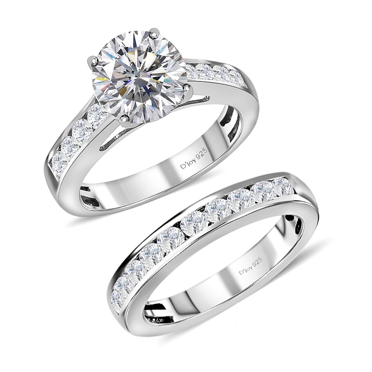 DOORBUSTER White Moissanite Stackable Band Ring in Platinum Over Sterling Silver (Size 10.0) 2.65 ctw