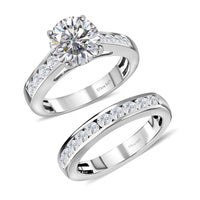 DOORBUSTER White Moissanite Stackable Band Ring in Platinum Over Sterling Silver (Size 10.0) 2.65 ctw