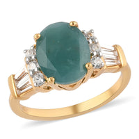 Grandidierite, Natural White Zircon Ring in Vermeil YG Over Sterling Silver (Size 9.0) 3.60 ctw