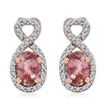 D'Joy Premium Blush Tourmaline and White Zircon 1.25 ctw Heart Earrings in 18K Vermeil Rose Gold Over Sterling Silver - Sticky add to cart bar
