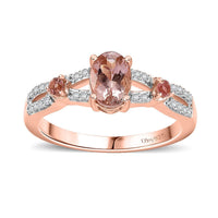 Premium Blush Tourmaline, Moissanite Ring in 18K Vermeil RG Over Sterling Silver (Size 10.0) 1.10 ctw