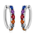 Premium Multi Sapphire 2.65 ctw Hoop Earrings in Rhodium Over Sterling Silver - Sticky add to cart bar
