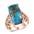 EverTrue Matrix Chestnut Brine Turquoise Solitaire Ring in 14K RG Over Copper with Magnet (Size 10.0) 9.75 ctw - Sticky add to cart bar
