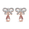 Premium Blush Tourmaline and White Zircon 0.70 ctw Love Knot Earrings in 18K Vermeil RG Over Sterling Silver - Sticky add to cart bar