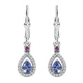 D'Joy Tanzanite and Multi Gemstone 1.00 ctw Drop Earrings in Rhodium Over Sterling Silver - Sticky add to cart bar