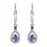 D'Joy Tanzanite and Multi Gemstone 1.00 ctw Drop Earrings in Rhodium Over Sterling Silver