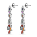 Premium Multi Sapphire and White Zircon 3.25 ctw Chandelier Earrings in Rhodium Over Sterling Silver - Sticky add to cart bar